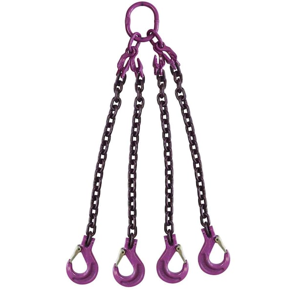 Us Cargo Control 5/8" x 5' - Adjustable 4 Leg Chain Sling w/ Sling Hooks - Grade 100 58G100QOSA-5 - main